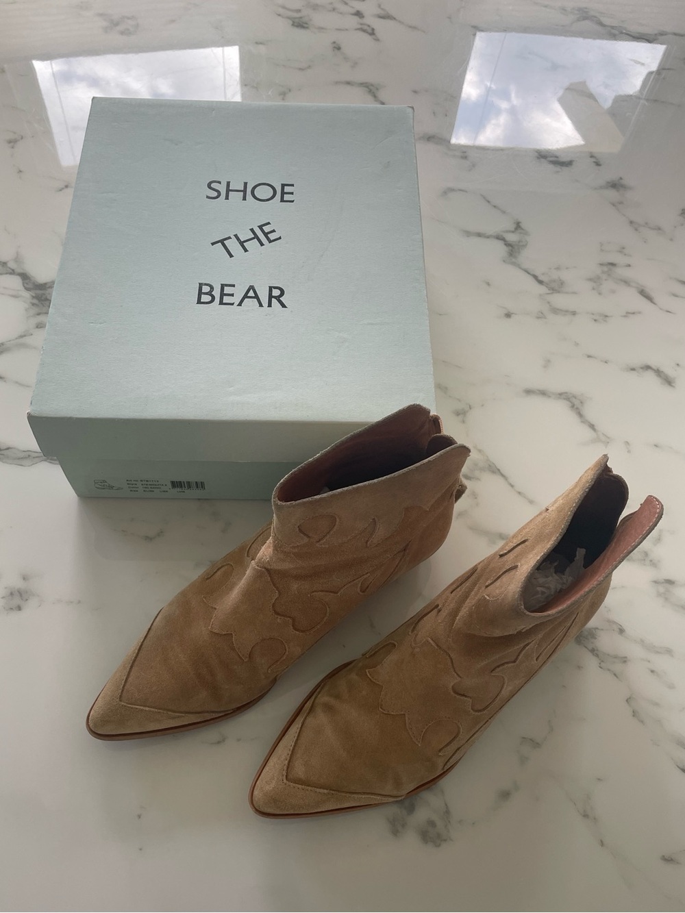 Shoe the Bear/Anthropologie - Suede Ankle Booties in Light Beige Sz 39